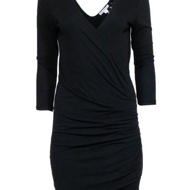 James Perse - Black Long Sleeves Ruched Dress Sz L