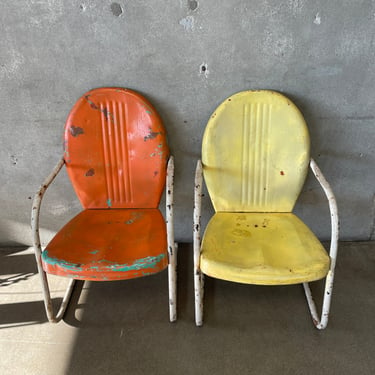Pair of 1950's Metal Motel Patio Chairs (set 2)