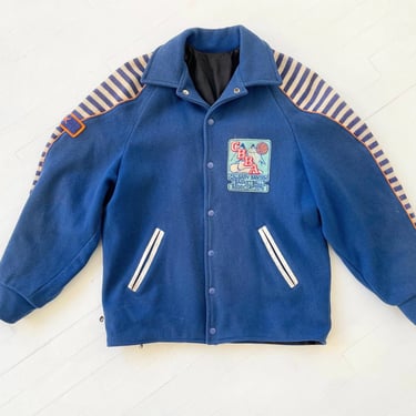 1980s Blue Wool Basketball Trojans Varsity Jacket 