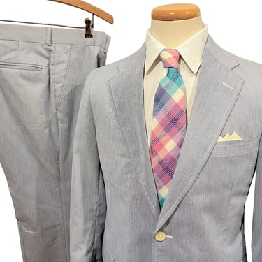 Vintage SAKS FIFTH AVENUE 2pc Cotton Wash & Wear Suit ~ size 36 Short ~ Sport Coat / Jacket / Pants ~ Preppy / Ivy / Trad ~ Spring / Summer 