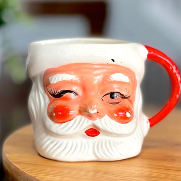 VINTAGE: Japan - Porcelain Santa Mug - Christmas Holiday Cup - Made in Japan - SKU 00035300 