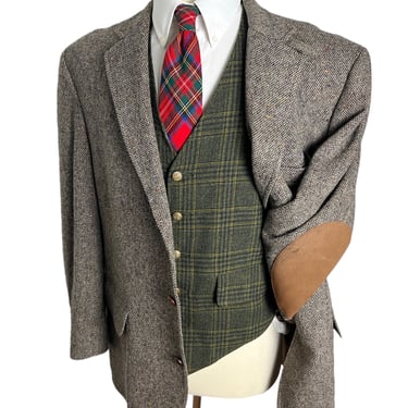 Vintage ORVIS Donegal Tweed Hacking Jacket ~ 46 ~ blazer / sport coat ~ Elbow Patches ~ Chinstrap ~ Hunting ~ Preppy / Ivy Style / Trad 