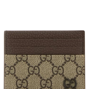 Gucci Men Gg Fabric And Leather Card Holder