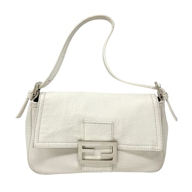 Fendi White Leather Baguette Bag