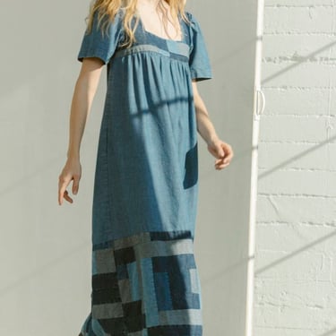 Carleen Long Vacation Dress - Log Cabin Patchwork