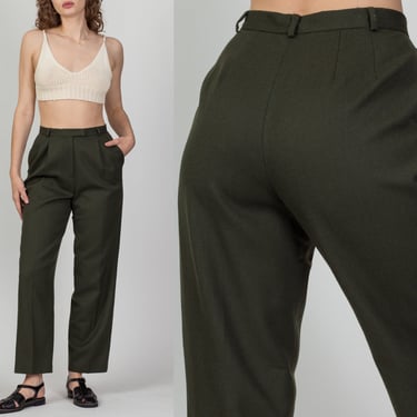 Vintage Olive Drab High Waist Trousers - Small to Medium, 27