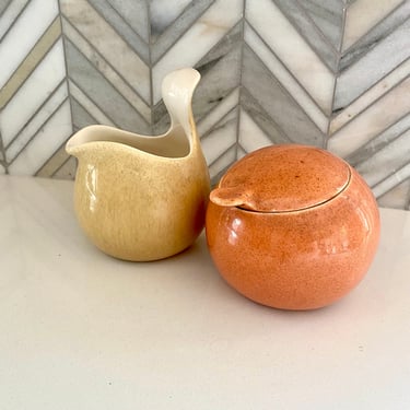 Red Wing Pottery by Eva Zeisel Town & Country Sugar Bowl (with Lid) and Creamer Set, Mid Century, MCM, Vintage Dinnerware 