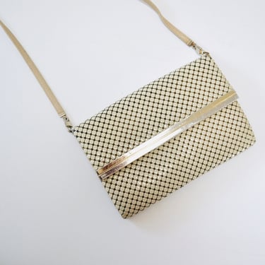 70s 1980s Vintage Tan Beige Off White Mesh Bag Clutch Chainmail Evening Bag Whiting and Davis Wedding Metallic Clutch Purse Bag Metal Small 