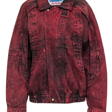 Giovanni -  Red Wash Denim Zipper Front Jacket Sz L