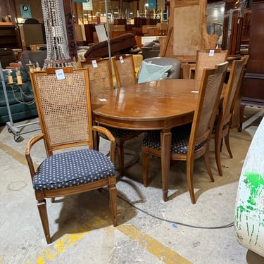 Thomasville Furniture Dining Set with Oval Table and 6 Cane Back Chairs