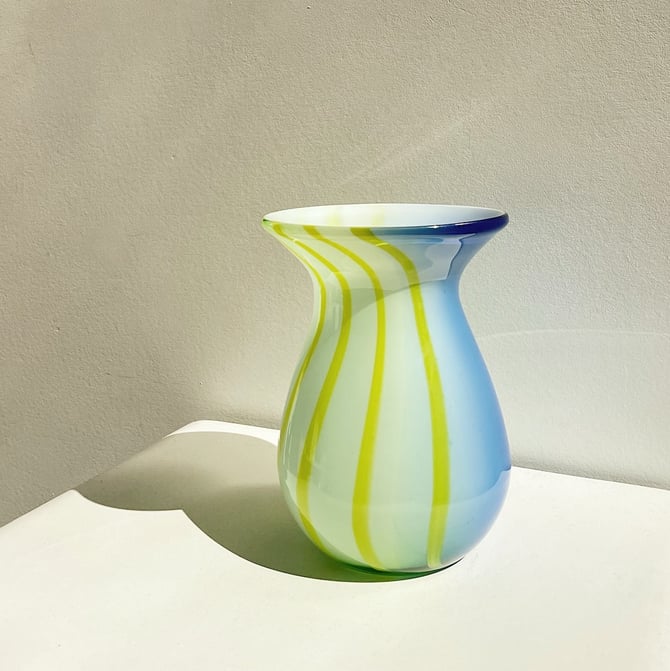 Lapis Blown Glass Flared Vase
