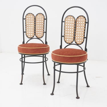 Mid-Century Modern Iron & Cane Dining Chairs, 1970s 