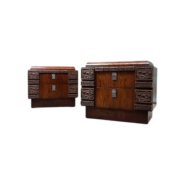 One of a Kind Mid Century Modern Canadian Brutalist Pair of Nightstands c. 1970s 