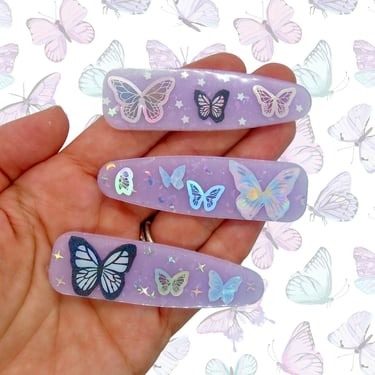 Butterfly Hair Clip Holographic Iridescent Butterflies Barrette 