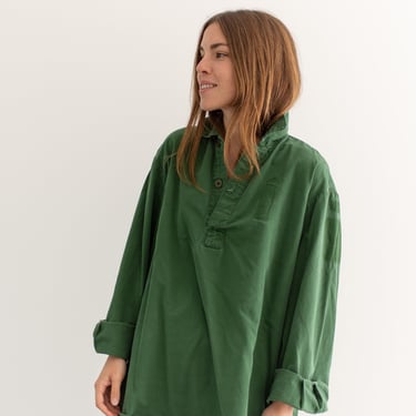 Vintage Sage Green Lightweight Popover Tunic Shirt | Pullover | Cotton Henley | L XL | GP010 