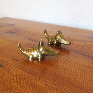 Vintage Brass Alligator Figurine 