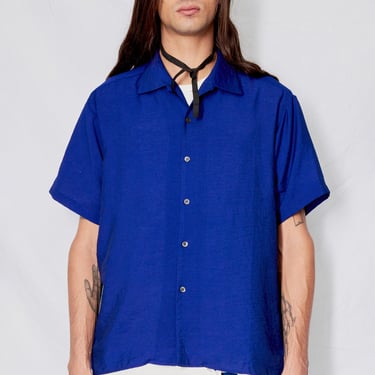 Blue Stripe Rayon Camp Shirt