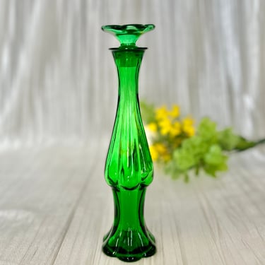 Green Glass Bottle, Genie Bottle, Collectible Glass, Avon, Vintage Glass, Mid Century Decor 