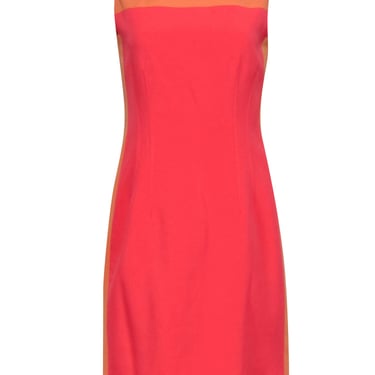 Elie Tahari - Coral & Light Orange Color Block Sleeveless Dress Sz 8