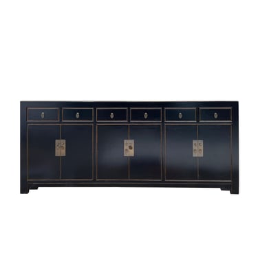 Chinese Black Lacquer 6 Drawers Sideboard Buffet Table Cabinet cs7508E 