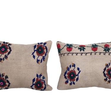 Aubusson Copper Floral Turkish Kilim Cushion | 12" x 14"