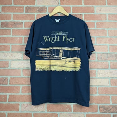 Vintage 90s 00s The Wright Flyer The Wright Brothers ORIGINAL Flying Machine Tee - Medium / Large 