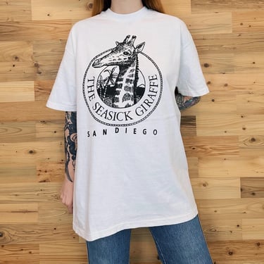 90's Vintage The Seasick Giraffe San Diego Tee Shirt T-Shirt 