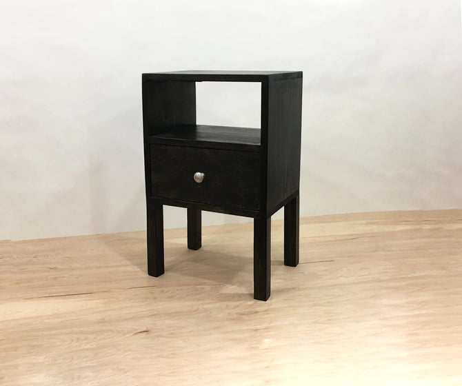 Black Nightstand With Drawer, Modern Table, Rustic Table, Bedside Table, Reclaimed Wood Side Table, End Table with Drawer 