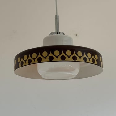 Vintage Vitreous Metal Ceiling Light / Ceiling Pendant / Mid Century Modern / Opal Ceiling Light / Germany / 1960s 