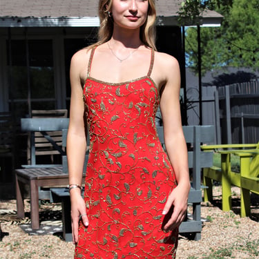 NITELINE silk beaded dress | Vintage primary colors beaded | Cali Vintage -  Lodi, CA | ATTIC