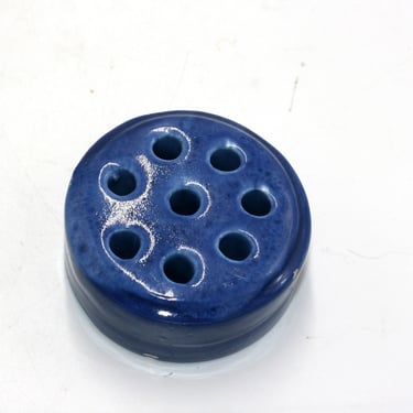 vintage blue ceramic flower frog 