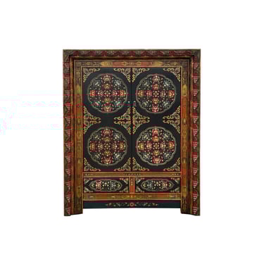 Tibetan Style Lotus Geometric Graphic Carving Edge Storage Cabinet ws4611E 