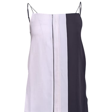 Vince - Black & White Color Block Silk Cami w/ Eyelet Detail Sz XXS