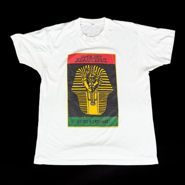 Vintage 80s Black Been Beautiful Tee - Men's Medium | Unisex Pan African Flag King Tut Graphic T Shirt 
