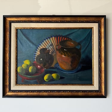 1980's F. Merrin Still Life Oil Painting, Framed 