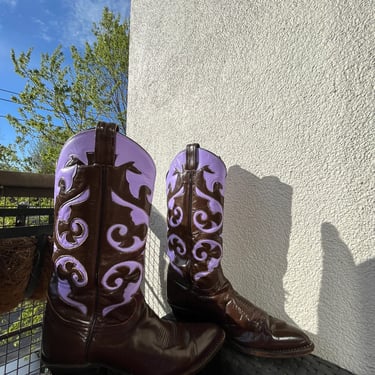 Vintage 80s Hand Painted Cowboy Boots 