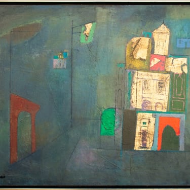 Remo Farruggio Architectural Composition Oil, 1952