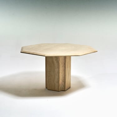 TABLE À MANGER OCTOGONALE EN TRAVERTIN, 1970s