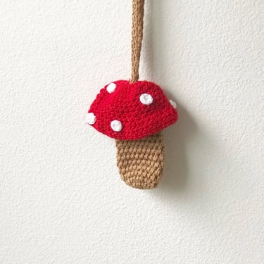 Handmade crocheted mushroom pouch cross body bag 