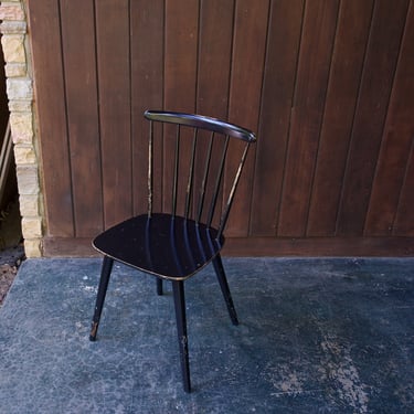 1960s Vintage Danish Back Side Black Chair FDB Denmark, Model 