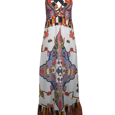 Cleobella - White w/ Multicolor Mixed Print Cross Back Maxi Dress Sz M