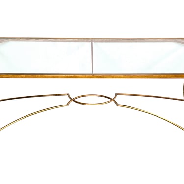 A Shapely Italian 1960s Gilt-iron Rectangular Coffee Table with Glass Top