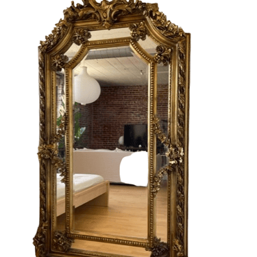 18th Century Gold Gilded 7' x 4' French Provincial Mirror ED160-1