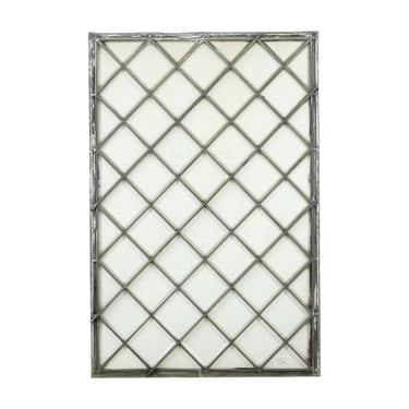 Antique Diamond Pattern Leaded Glass Steel Frame Window