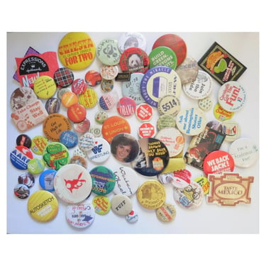 Vintage Pinback Button Lot - Large Bulk Pin Bundle - Advertising Political Humor Etc - Vtg to Modern 