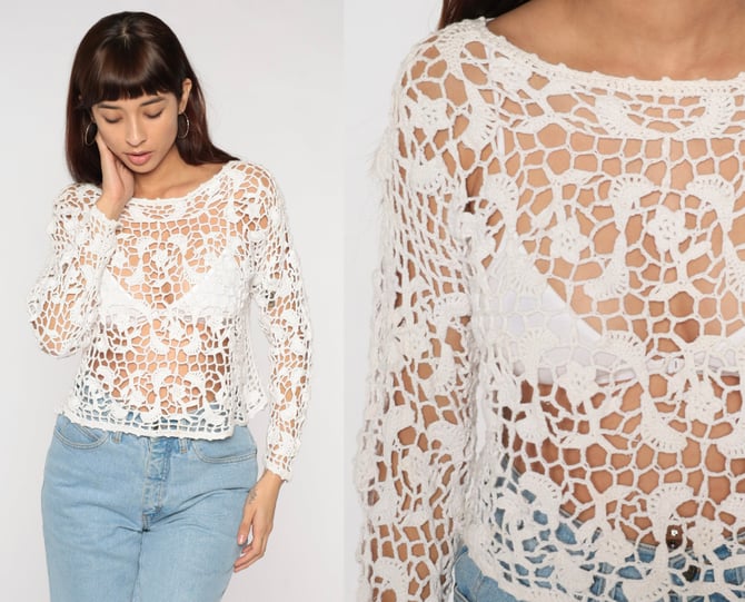 売れ筋商品|||ニューヨークコレクション カットソー トップス レディース Petite Crochet Long Sleeve Blouse White Cato Women Crochet Lace Top Long Sleeves Lined 22/24W Cream