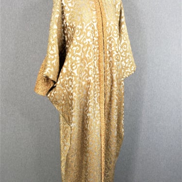 1960-70s - Gold Lame - HOLLYWOOD REGENCY - Kaftan - Estimated size S/M 