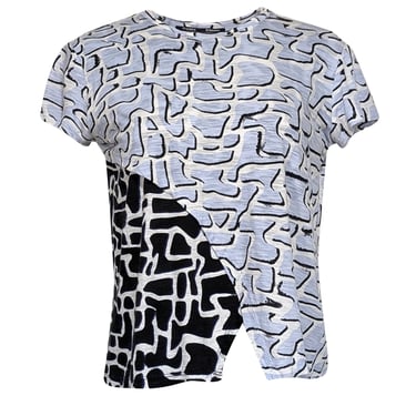 Proenza Schouler - White, Light Blue, & Black Geometric Asymmetrical Top Sz S