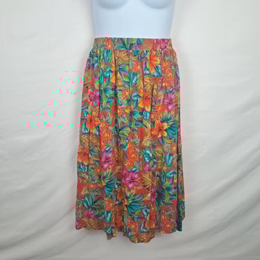 Vintage 90s Tropical Floral Skirt 