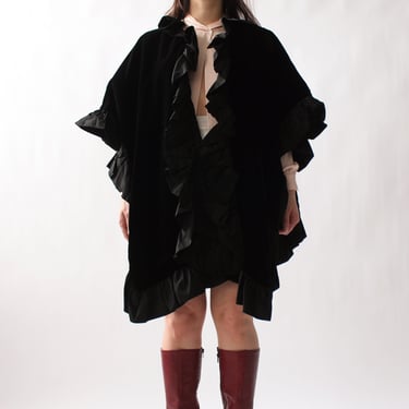 Vintage AJ Bari Ruffled Velvet Cape